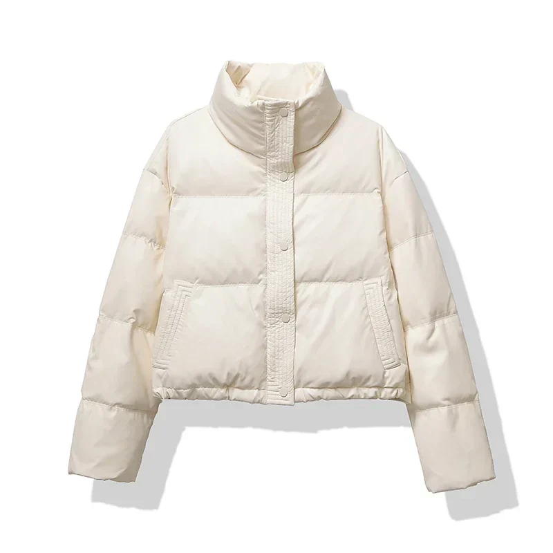 Isla Cropped Puffer Jacket | Quilted Button Front Jacket - Image 4