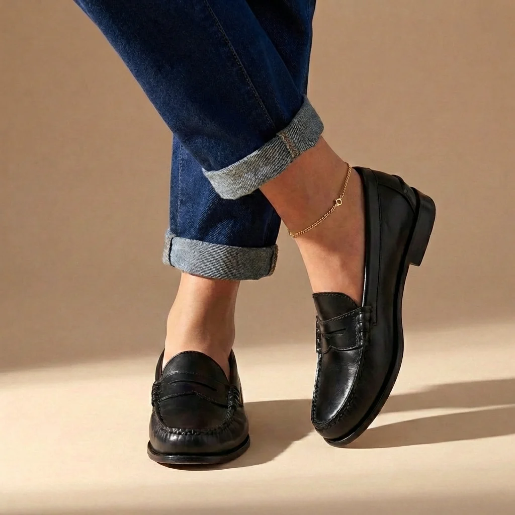 Isla Round Toe Penny Loafers | Slip-On Flat Heel Loafers - Image 2