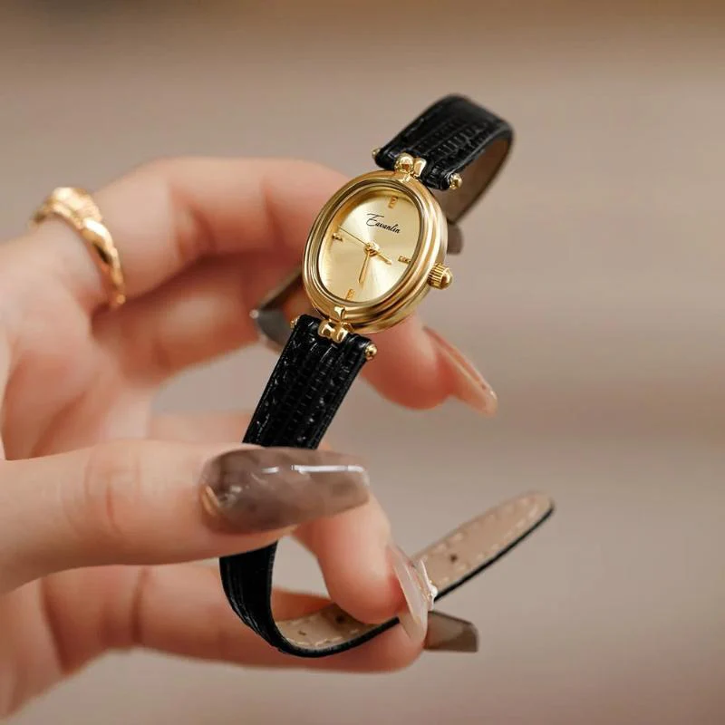Isla Slim Strap Wristwatch | Oval Dial Embossed Wristwatch - Image 3