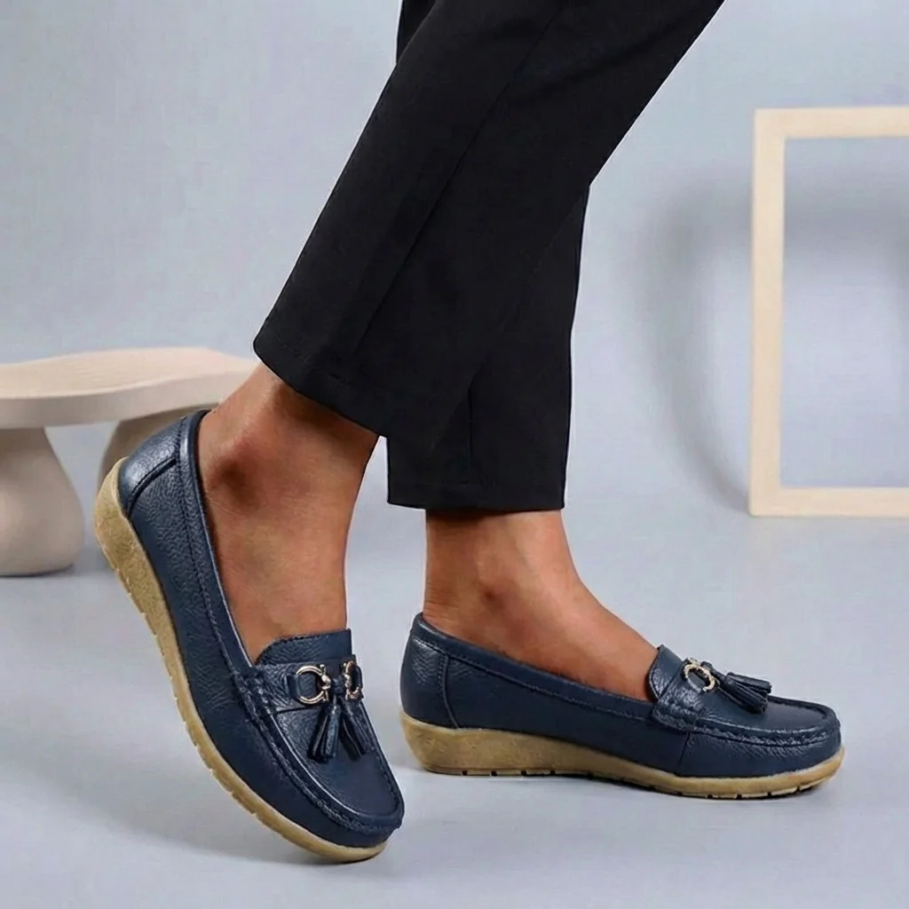 Isla Slip-On | Tassel Accents Stitched Trim Moccasins - Image 2