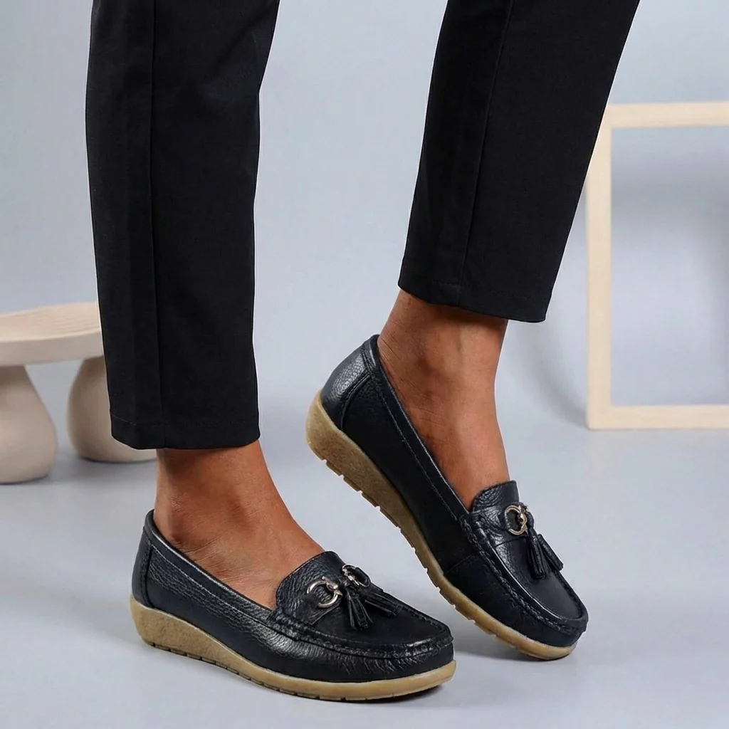 Isla Slip-On | Tassel Accents Stitched Trim Moccasins - Image 3