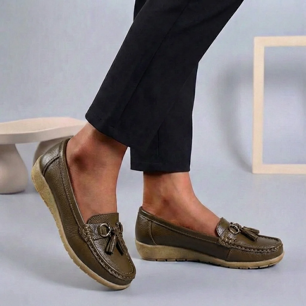 Isla Slip-On | Tassel Accents Stitched Trim Moccasins - Image 4