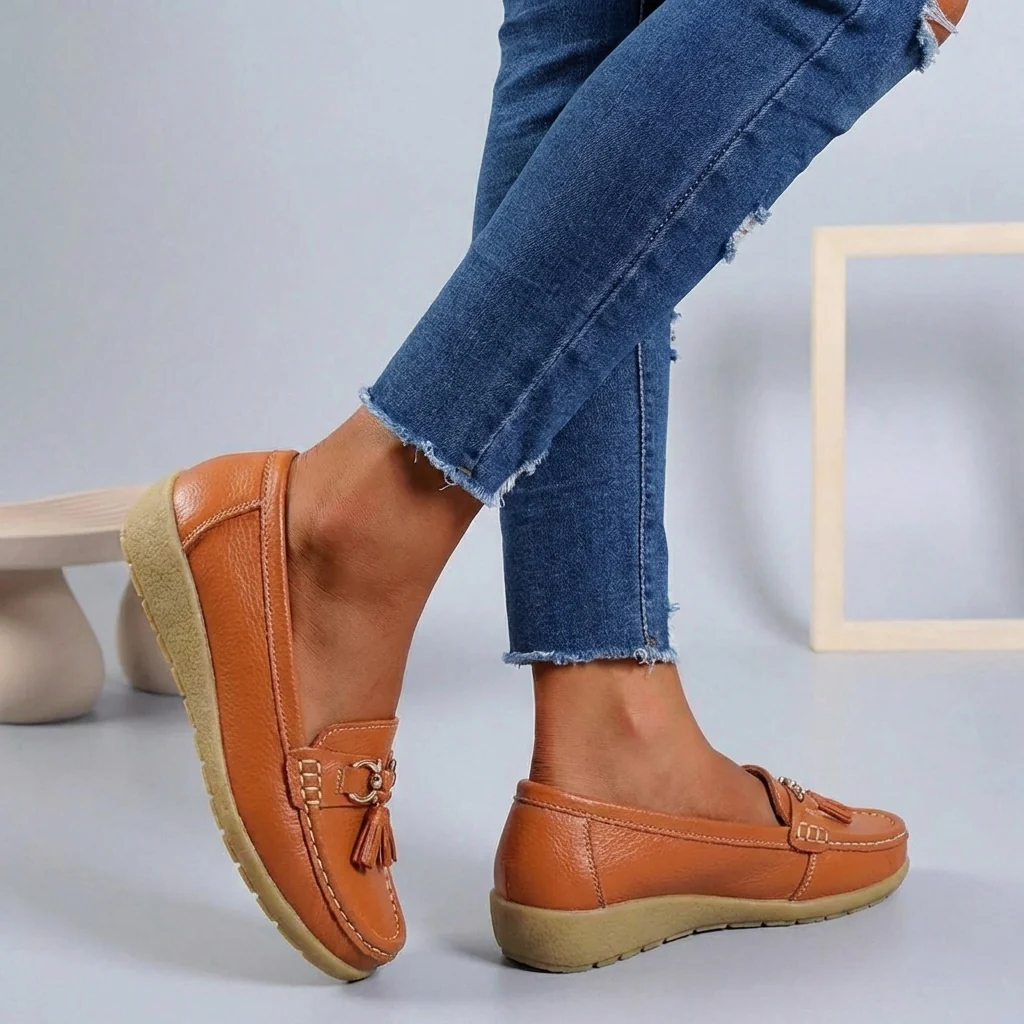 Isla Slip-On | Tassel Accents Stitched Trim Moccasins - Image 5