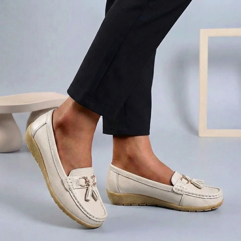 Isla Slip-On | Tassel Accents Stitched Trim Moccasins - Image 8