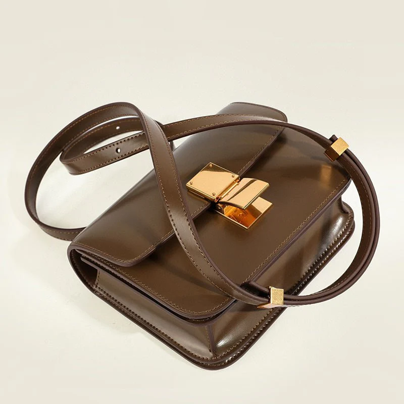 Isla Leather Structured Flap Bag | Gold-Tone Hardware Flap Bag - Image 13