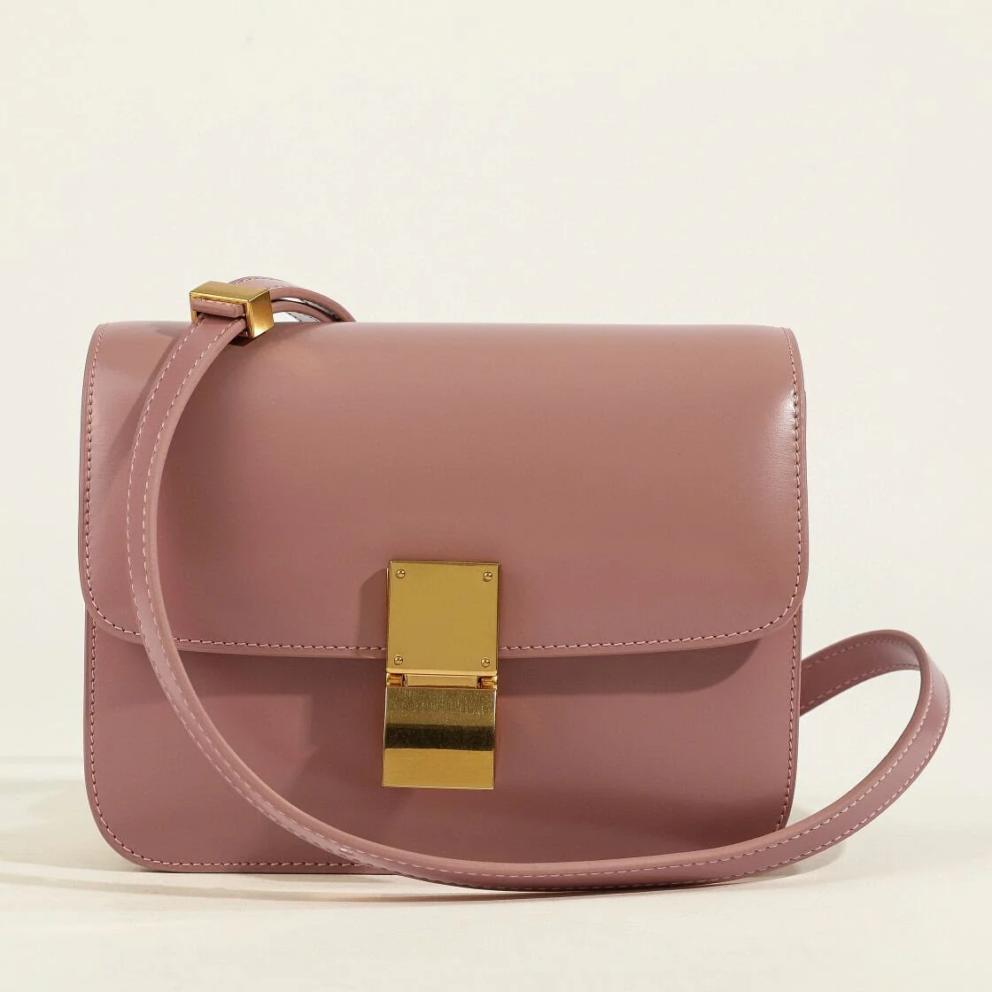 Isla Leather Structured Flap Bag | Gold-Tone Hardware Flap Bag - Image 3