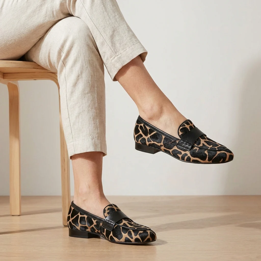 Isla Low-Cut Loafers | Animal Print Strap Trim Loafers - Image 2