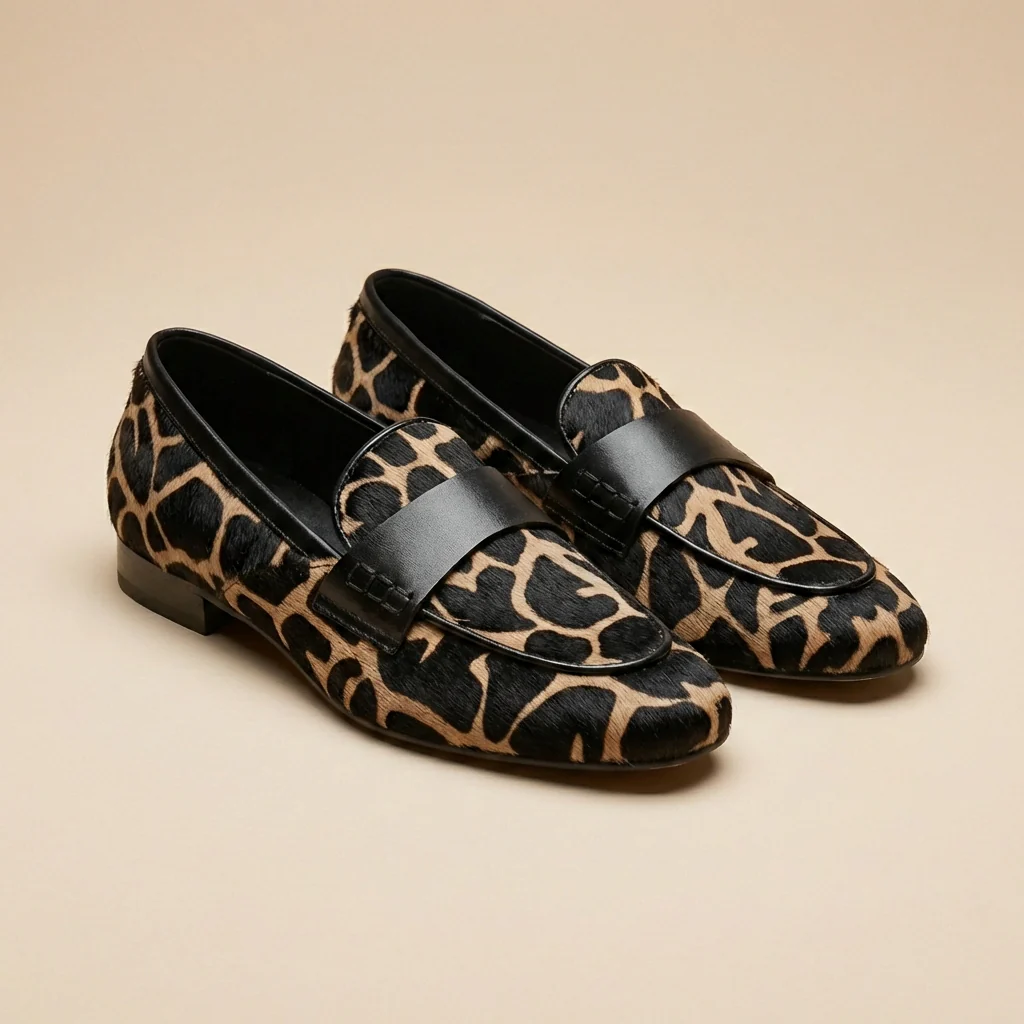 Isla Low-Cut Loafers | Animal Print Strap Trim Loafers - Image 3