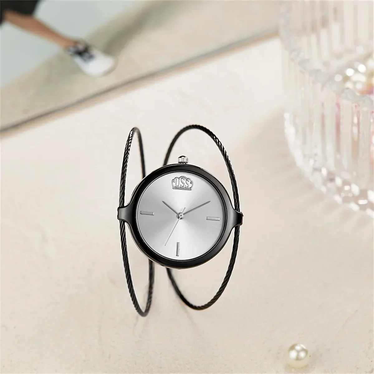 Isla Open Cuff Bangle Watch | Twisted Strap Round Dial Watch - Image 5
