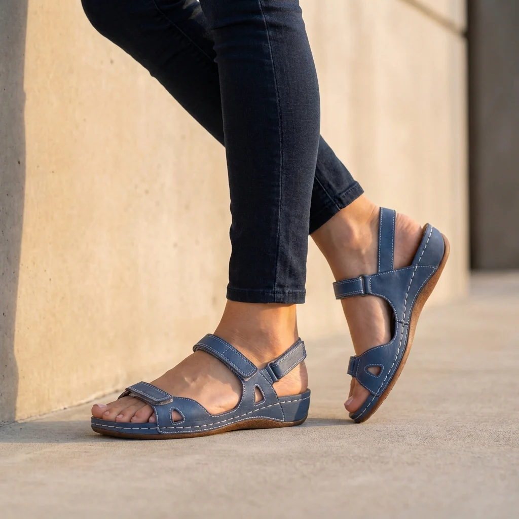Isla Open-Toe Flat Sandals | Adjustable Straps Sandals - Image 2