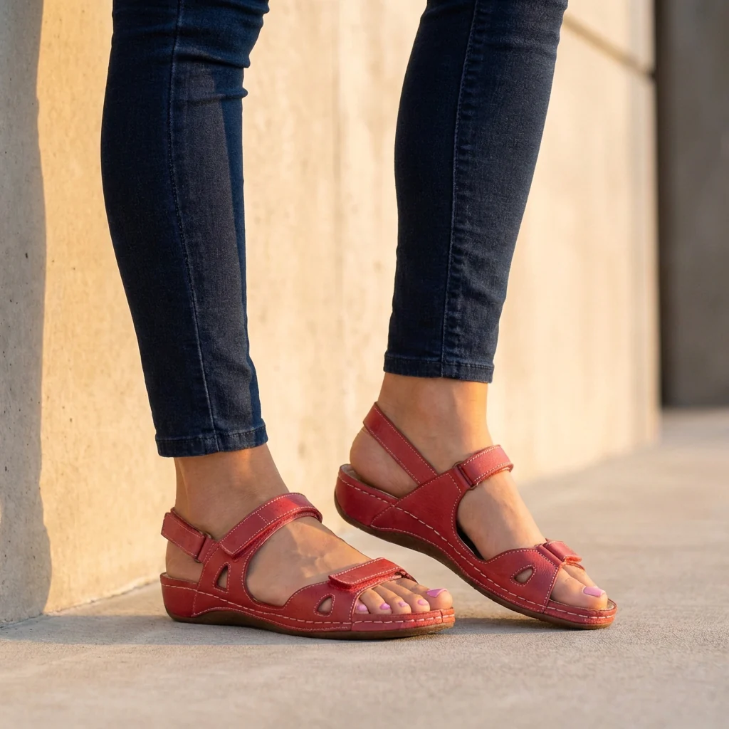 Isla Open-Toe Flat Sandals | Adjustable Straps Sandals - Image 3