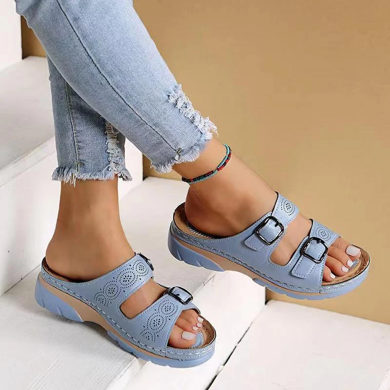 Isla Orthopedic Slip-On Sandal | Buckle Detail Chunky Sole Sandal - Image 3