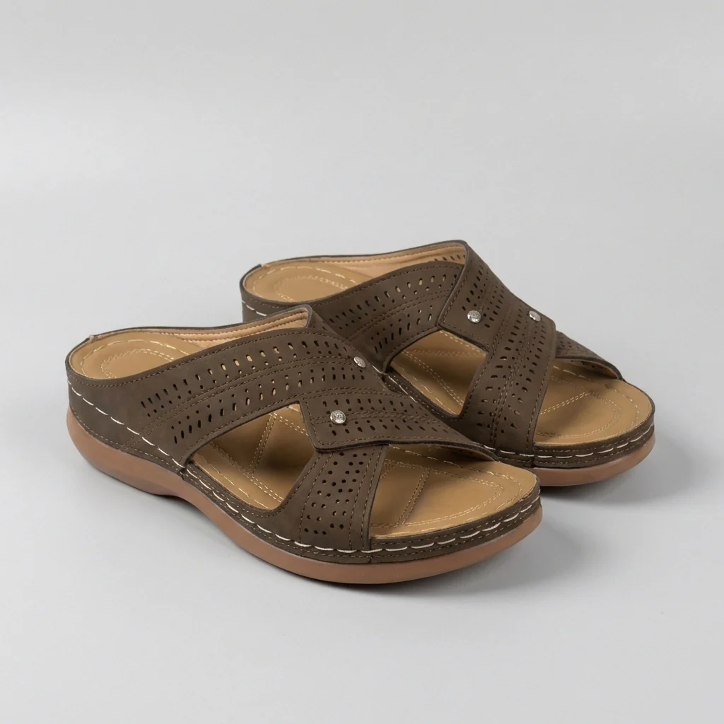 Isla Orthopedic Slip-On Wedge Sandals | Criss-Cross Straps Sandals - Image 6