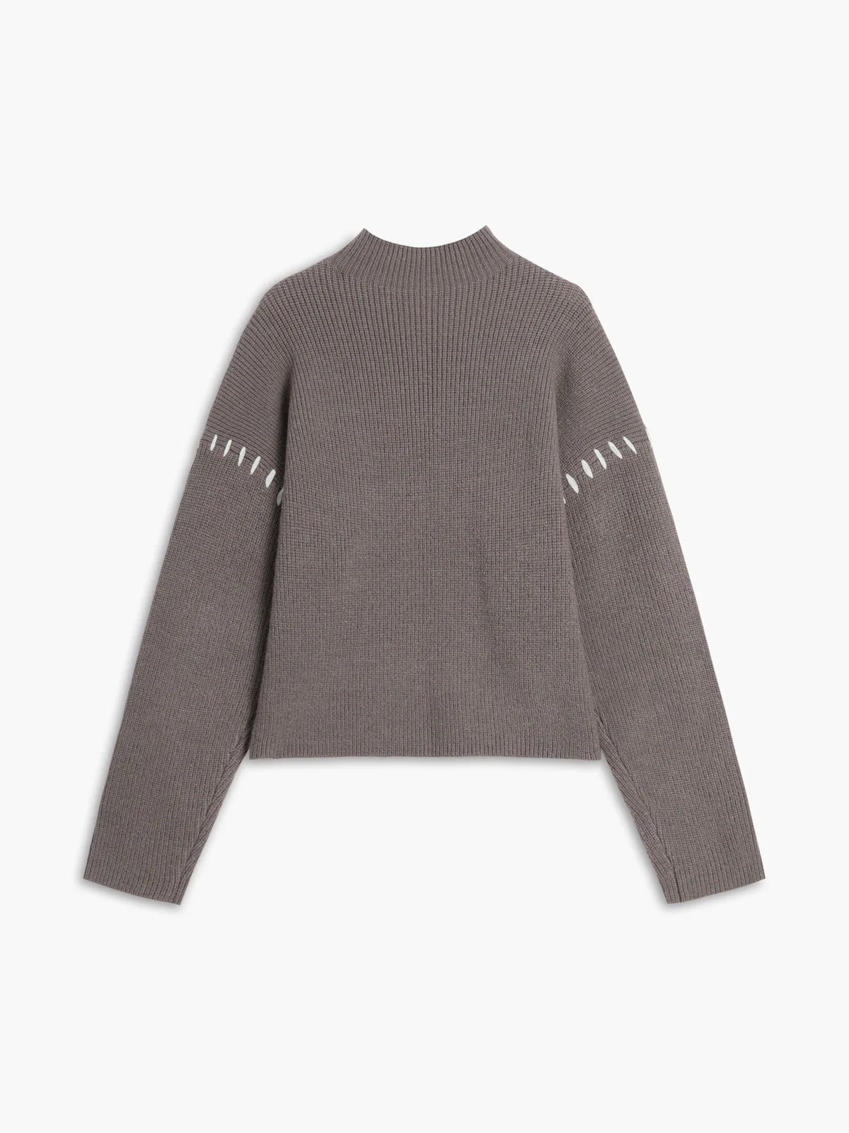 Isla Oversized Mock Neck Sweater | Ribbed Knit Contrast Stitching Sweater - Image 10