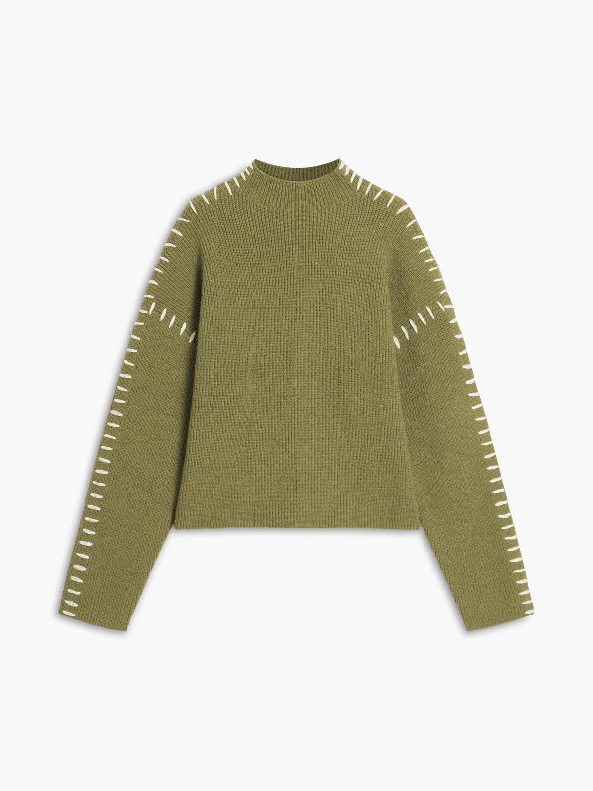 Isla Oversized Mock Neck Sweater | Ribbed Knit Contrast Stitching Sweater - Image 12