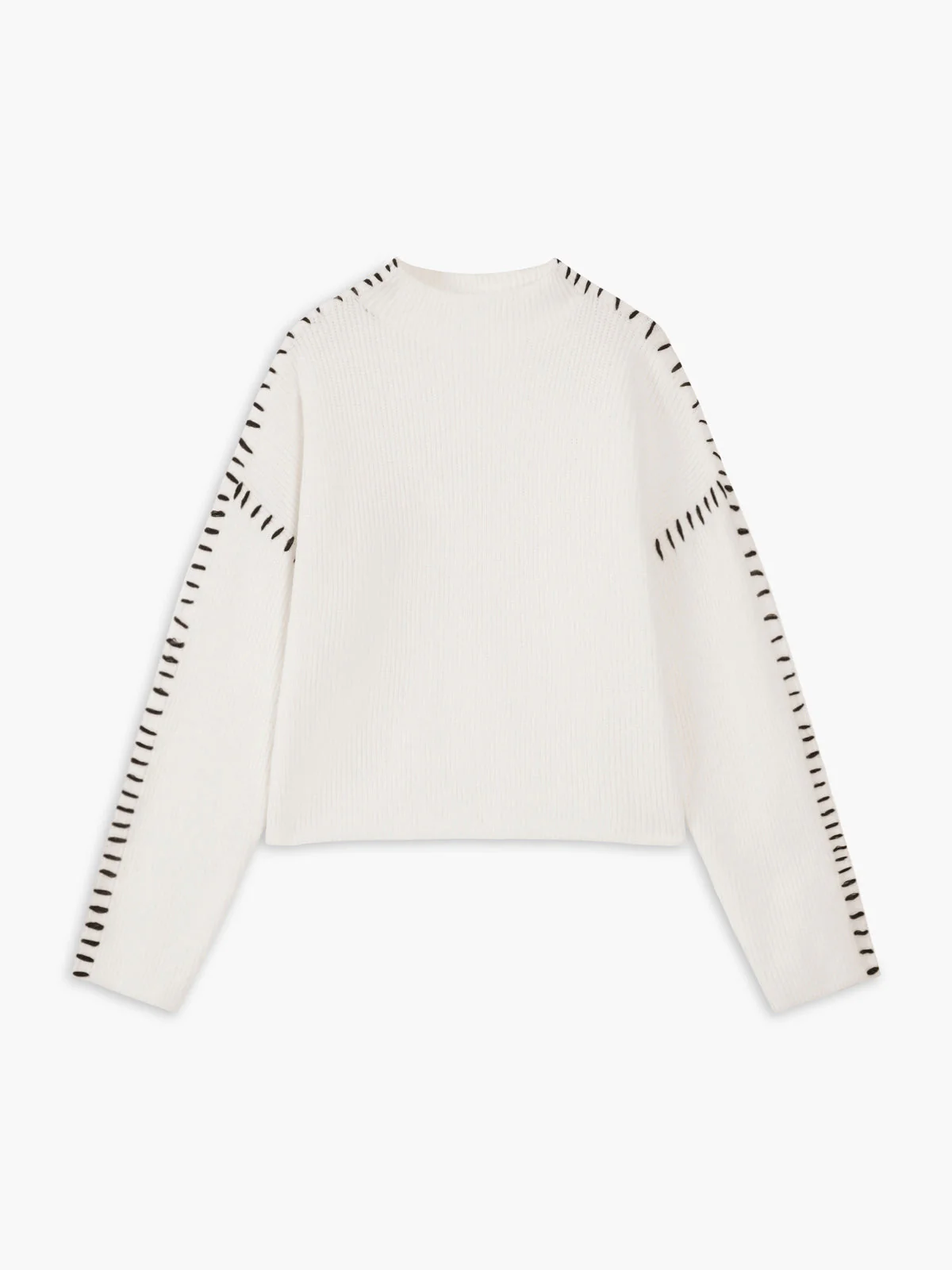 Isla Oversized Mock Neck Sweater | Ribbed Knit Contrast Stitching Sweater - Image 7