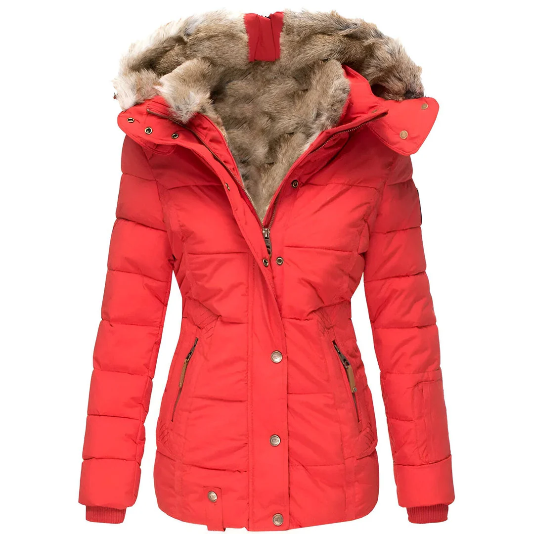 Isla Quilted Fitted Puffer Jacket | Fur Trim Hooded Puffer Jacket - Image 4