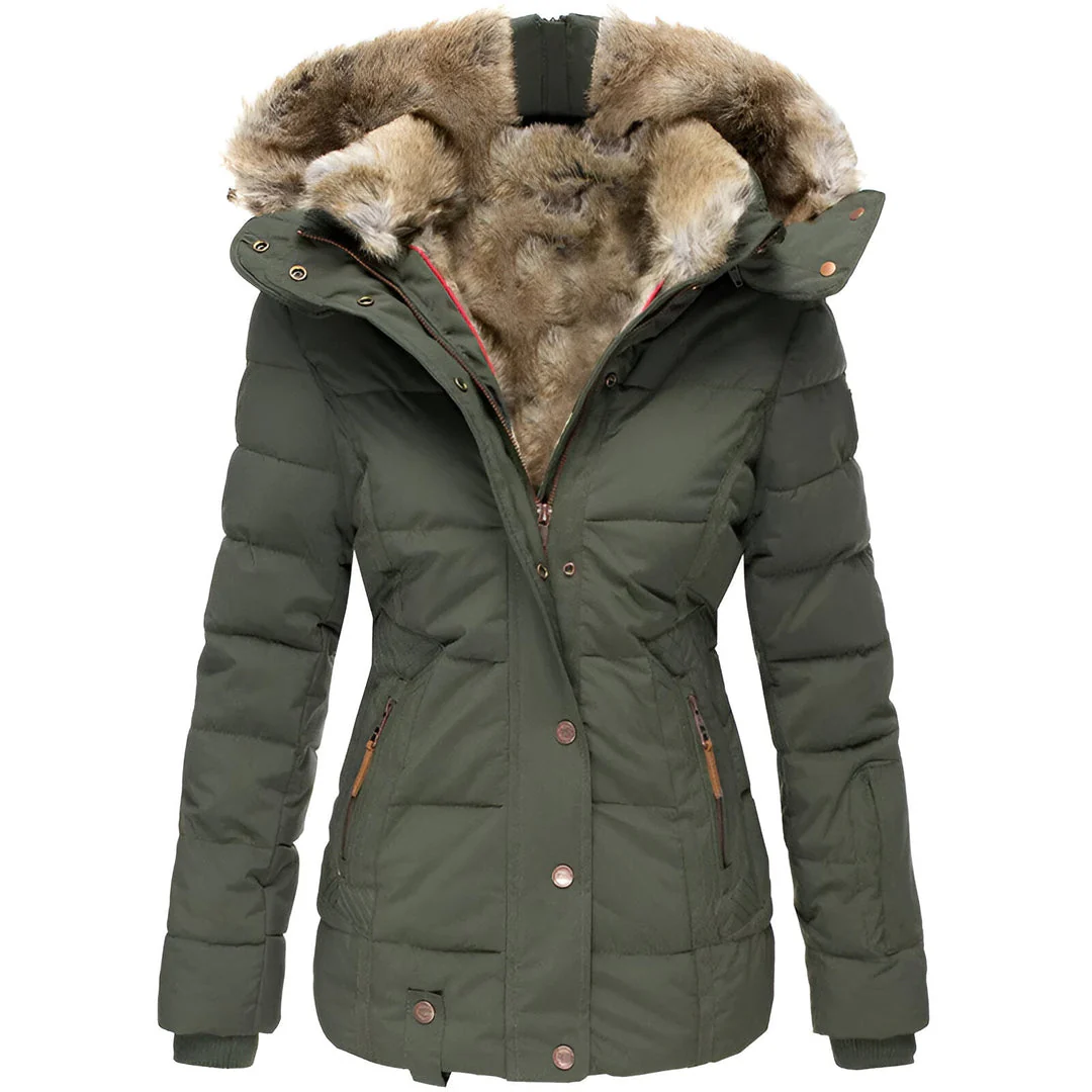 Isla Quilted Fitted Puffer Jacket | Fur Trim Hooded Puffer Jacket - Image 5