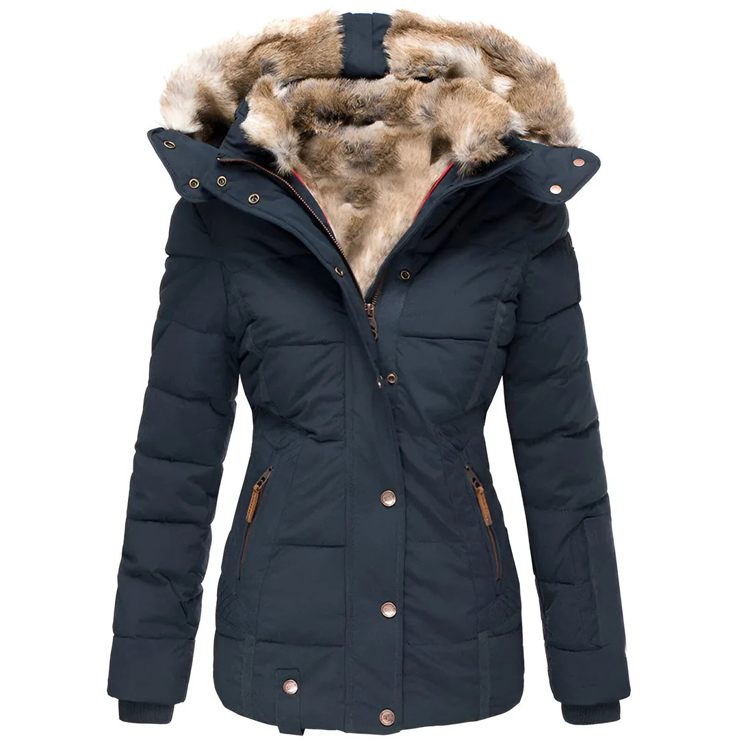 Isla Quilted Fitted Puffer Jacket | Fur Trim Hooded Puffer Jacket - Image 6
