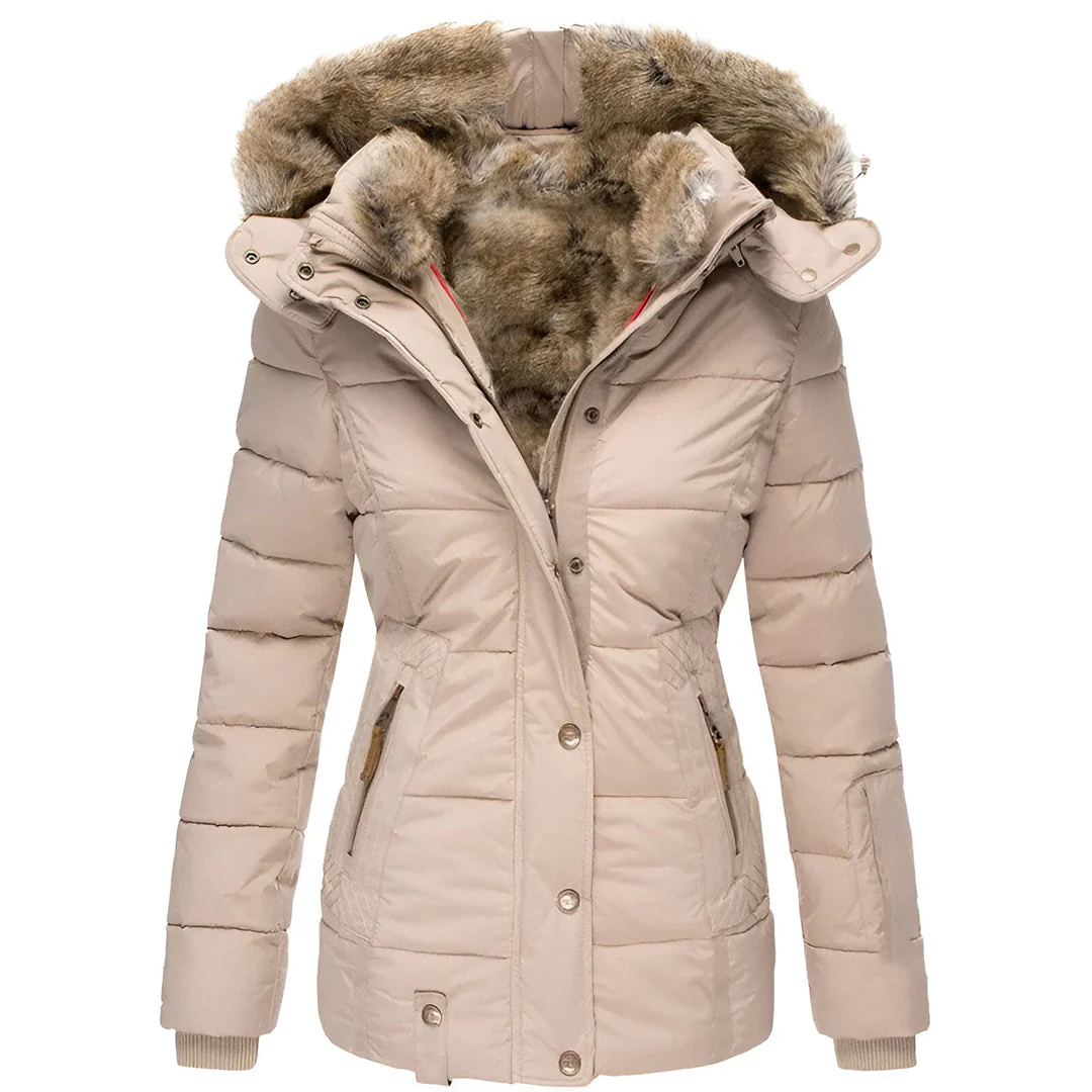 Isla Quilted Fitted Puffer Jacket | Fur Trim Hooded Puffer Jacket - Image 7