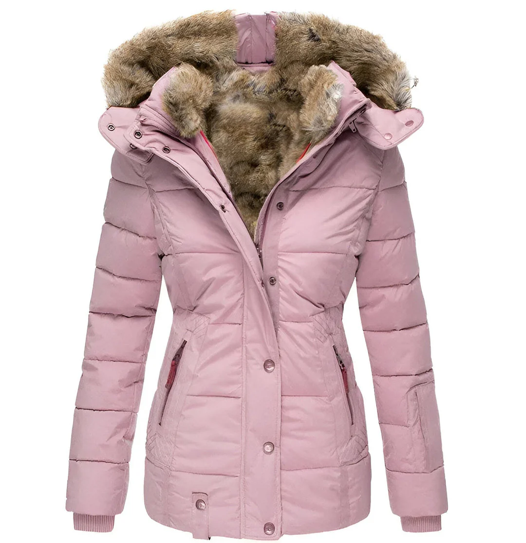 Isla Quilted Fitted Puffer Jacket | Fur Trim Hooded Puffer Jacket - Image 8
