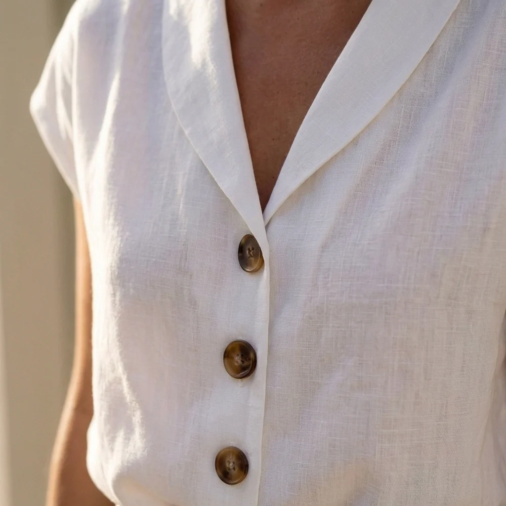 Isla Regular Fit Blouse | Button Front V-Neck Blouse - Image 3