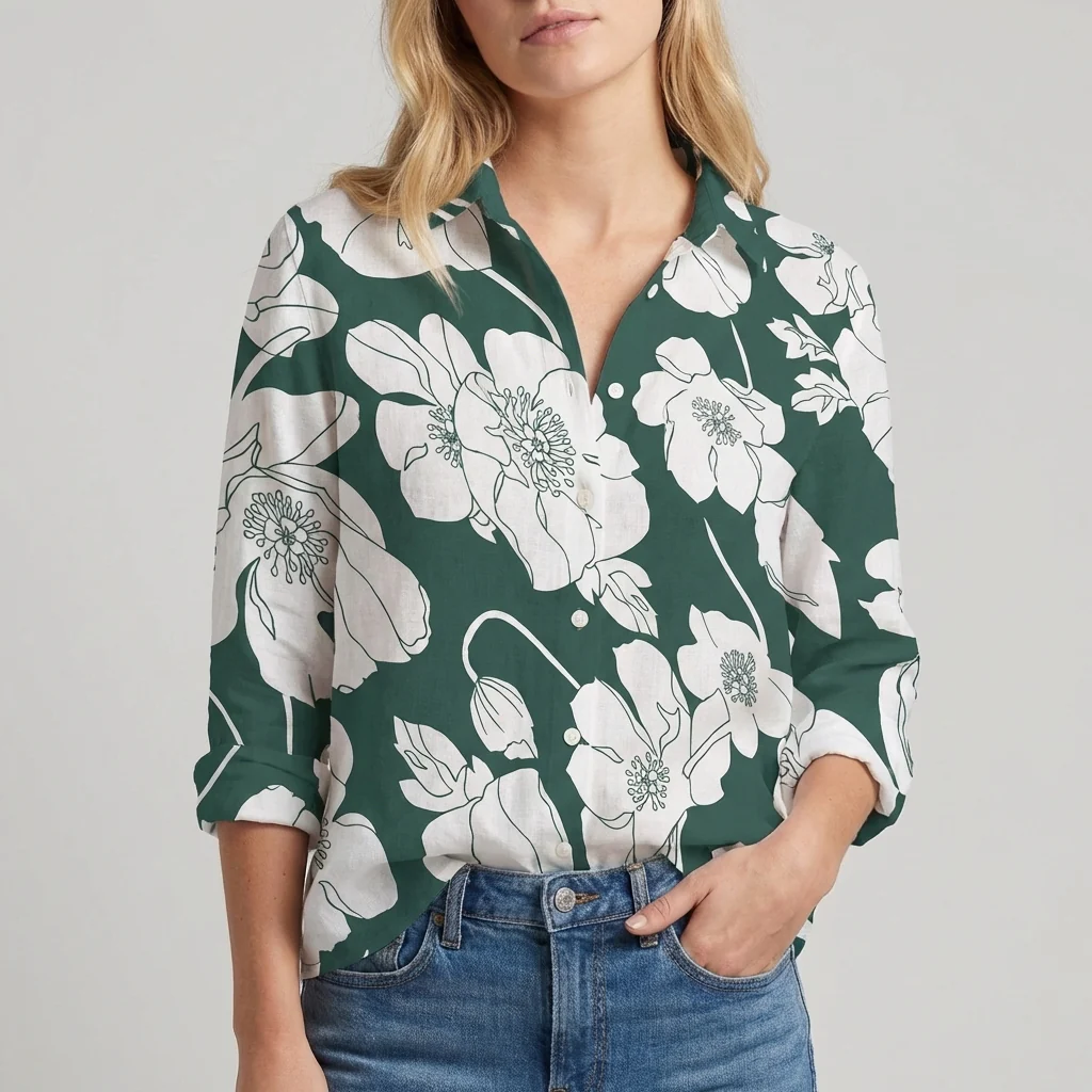 Isla Relaxed Fit Blouse | Floral Long Sleeve Blouse - Image 11