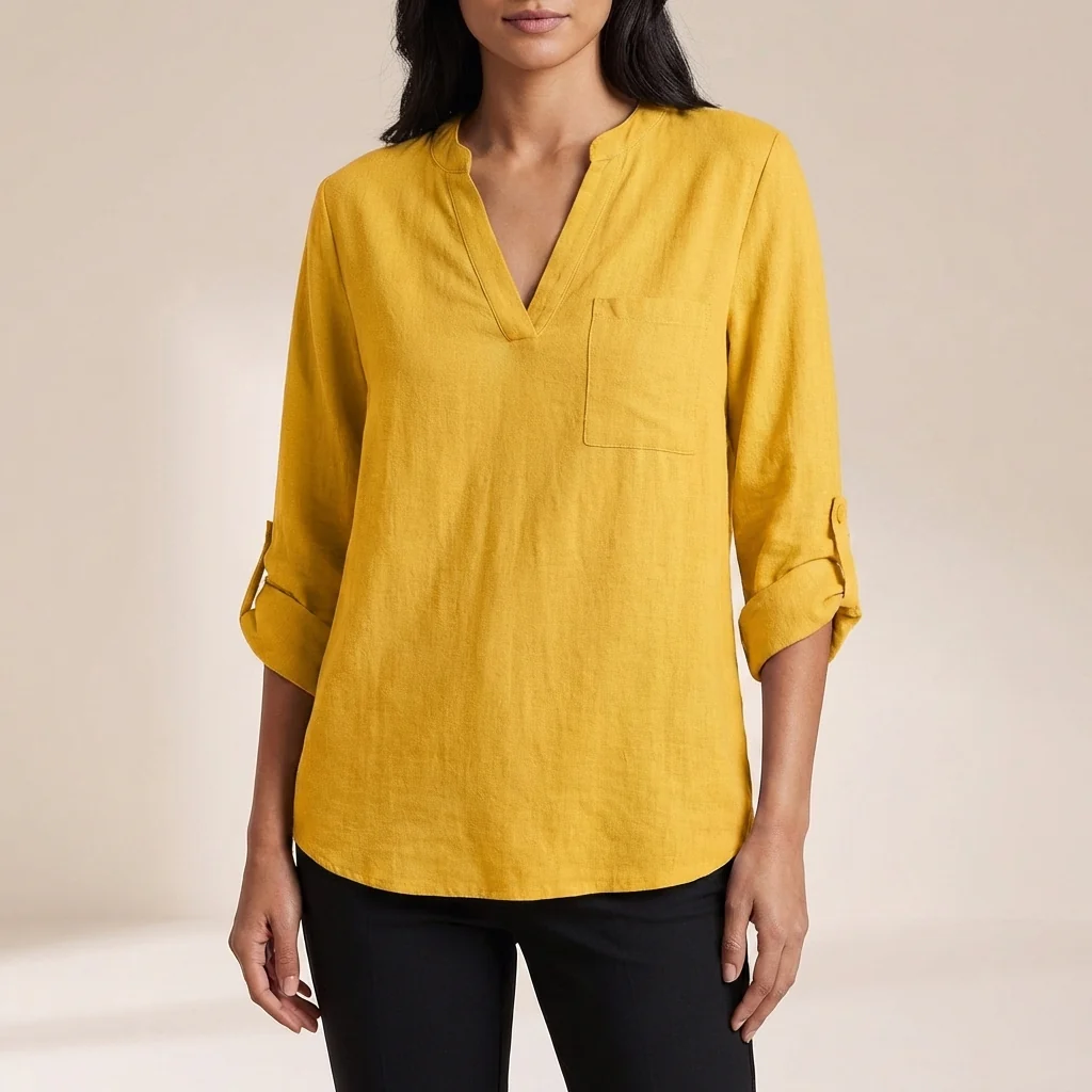Isla Relaxed Fit Blouse | V-Neck 3/4 Sleeve Blouse