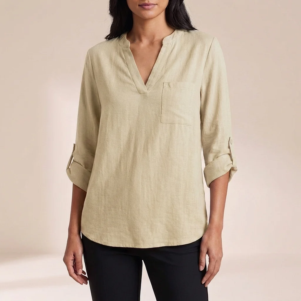 Isla Relaxed Fit Blouse | V-Neck 3/4 Sleeve Blouse - Image 6