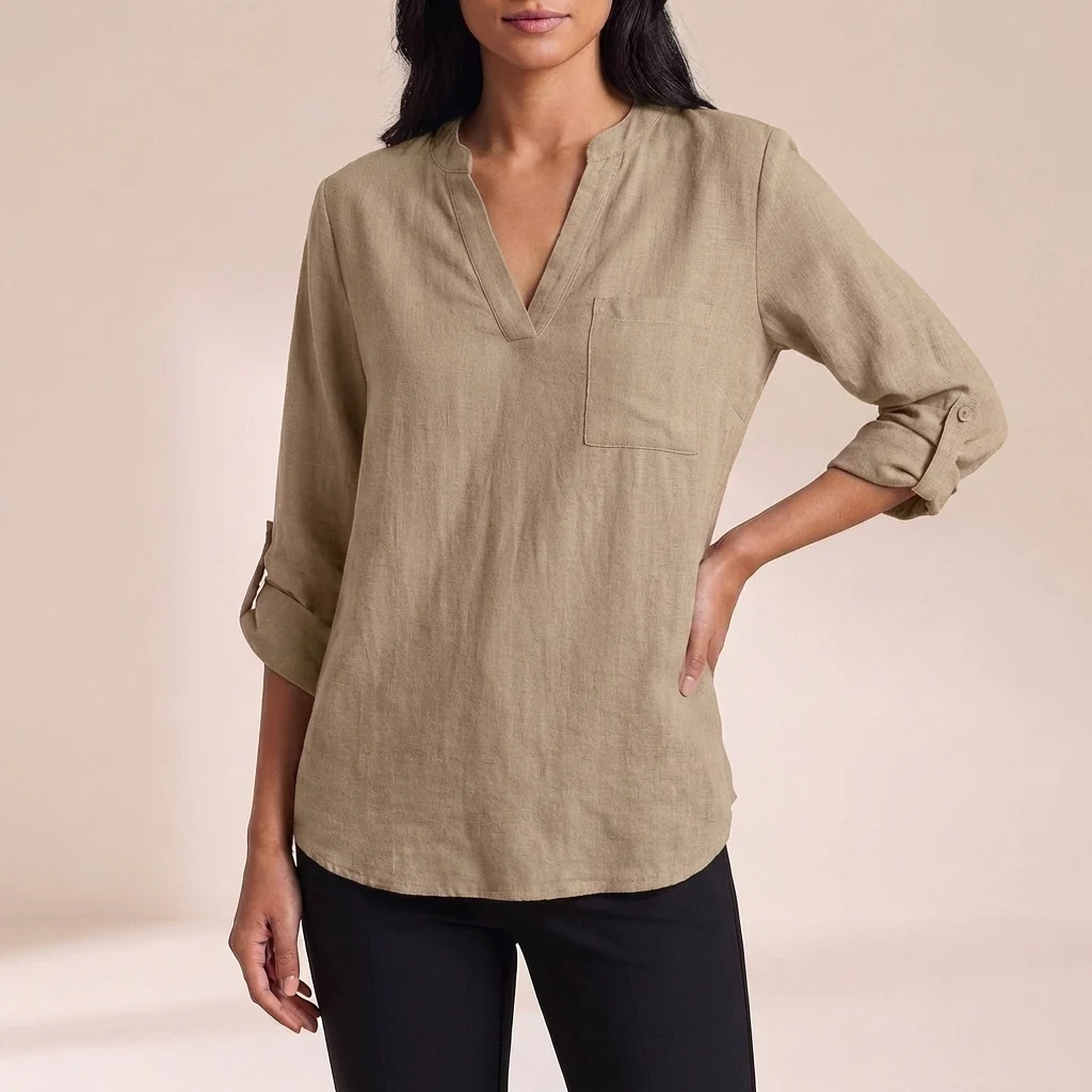 Isla Relaxed Fit Blouse | V-Neck 3/4 Sleeve Blouse - Image 7