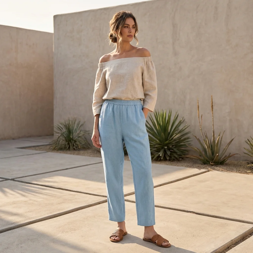 Isla Relaxed Fit Harem Pants | Elastic Waist Side Pockets Pants - Image 2
