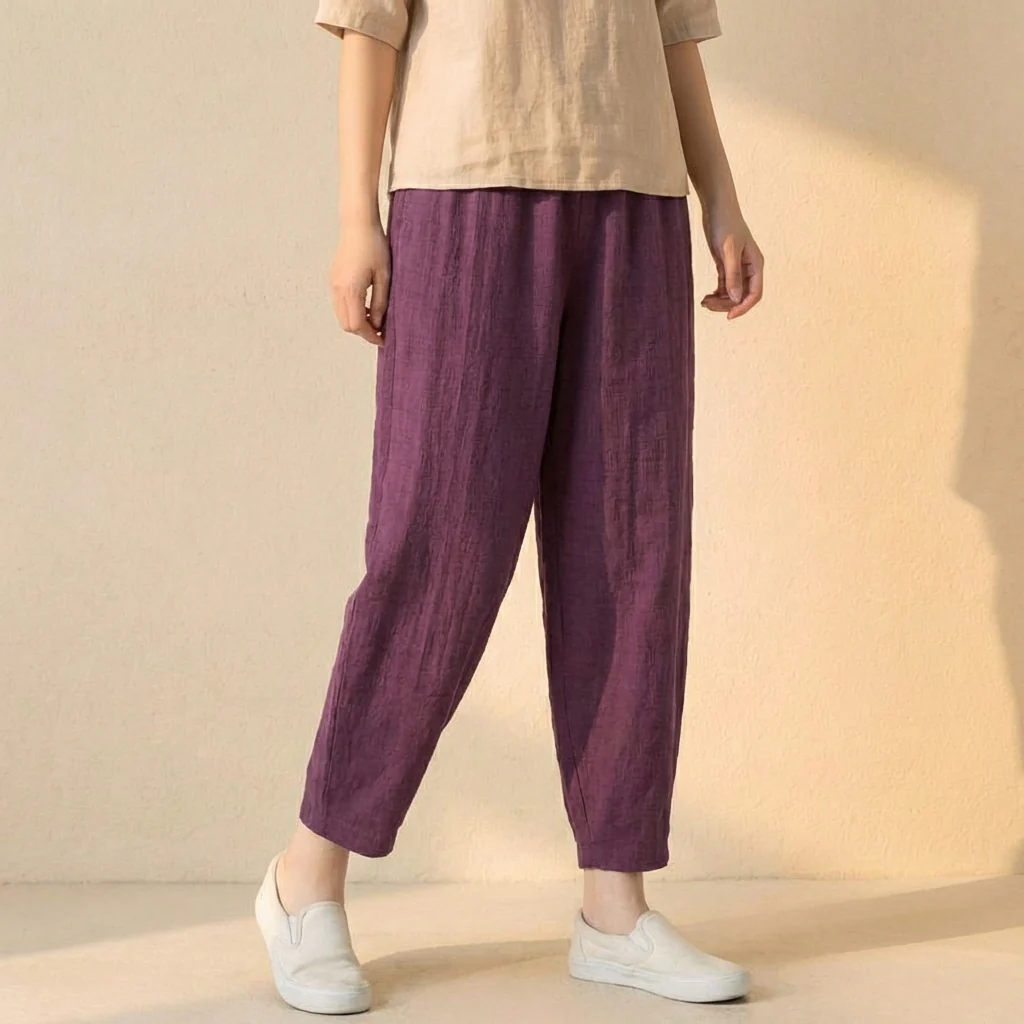 Isla Relaxed Fit Harem Pants | Elastic Waist Side Pockets Pants - Image 4