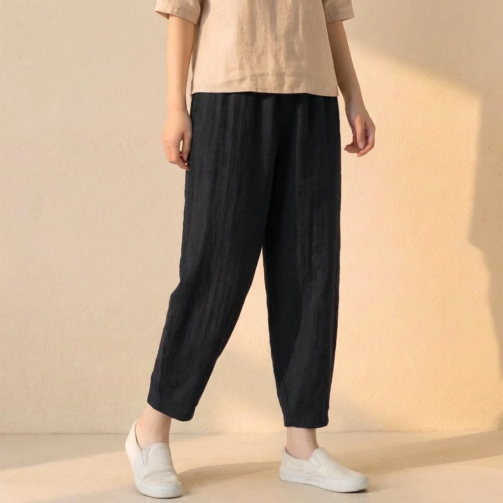 Isla Relaxed Fit Harem Pants | Elastic Waist Side Pockets Pants - Image 5