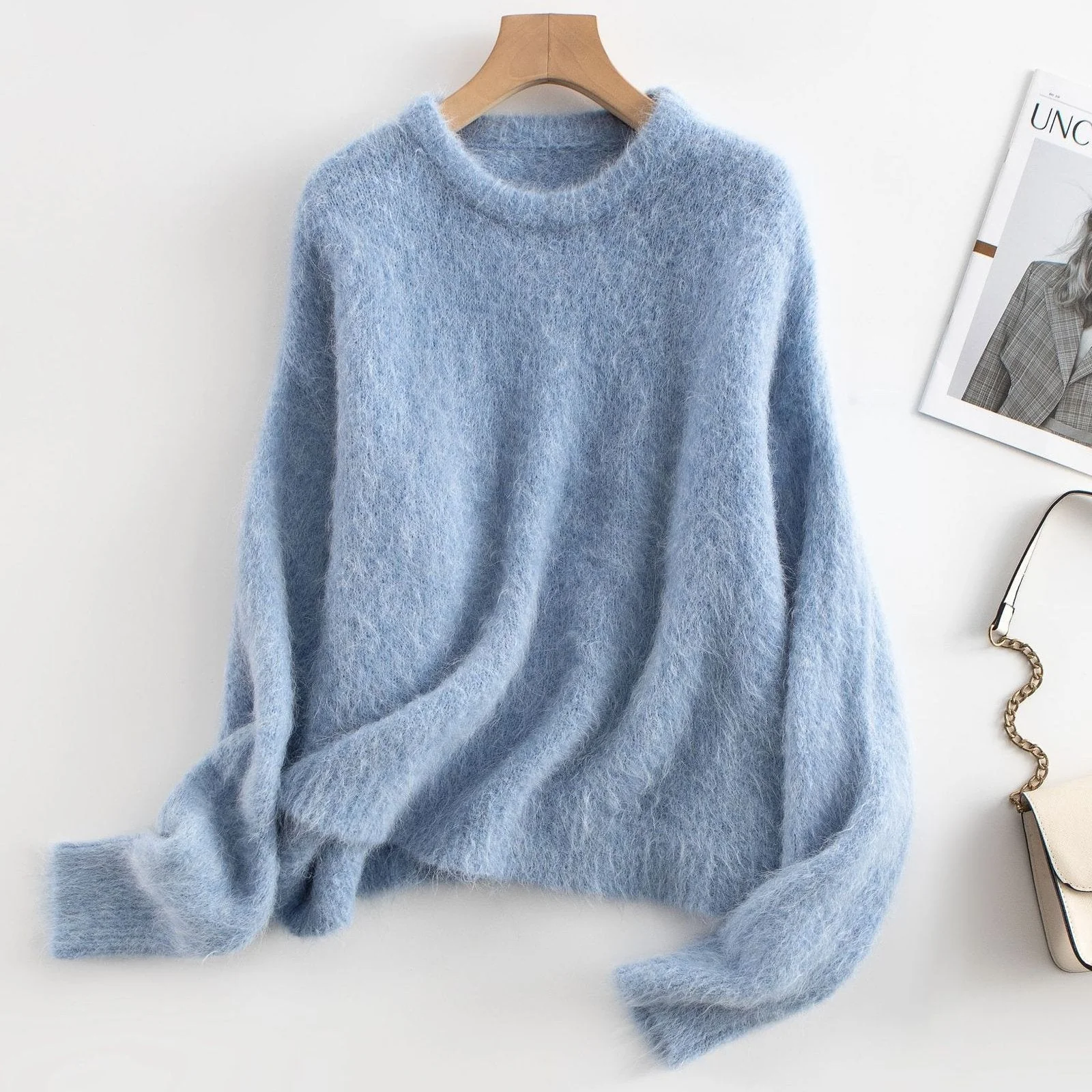 Isla Relaxed Fit Ribbed Sweater | Crewneck Long Sleeve Sweater - Image 3