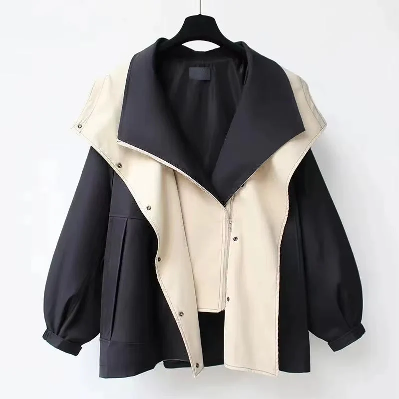 Isla Relaxed Fit Windbreaker | Draped Collar Wrap Front Windbreaker - Image 3
