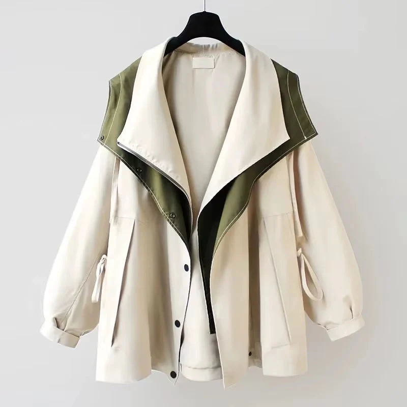 Isla Relaxed Fit Windbreaker | Draped Collar Wrap Front Windbreaker - Image 5
