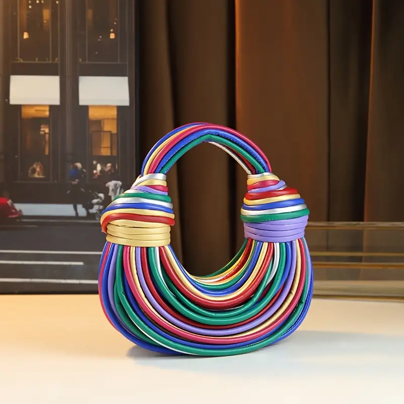 Isla Sculptural Structured Handbag | Knotted Details Curved Handle Handbag - Image 9