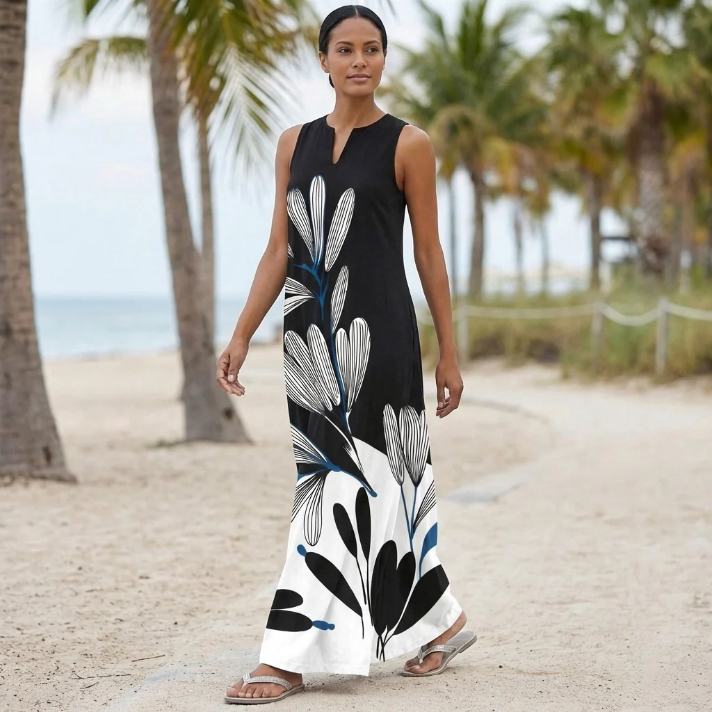 Isla Sleeveless Maxi Dress | Floral Print Pockets Dress - Image 2