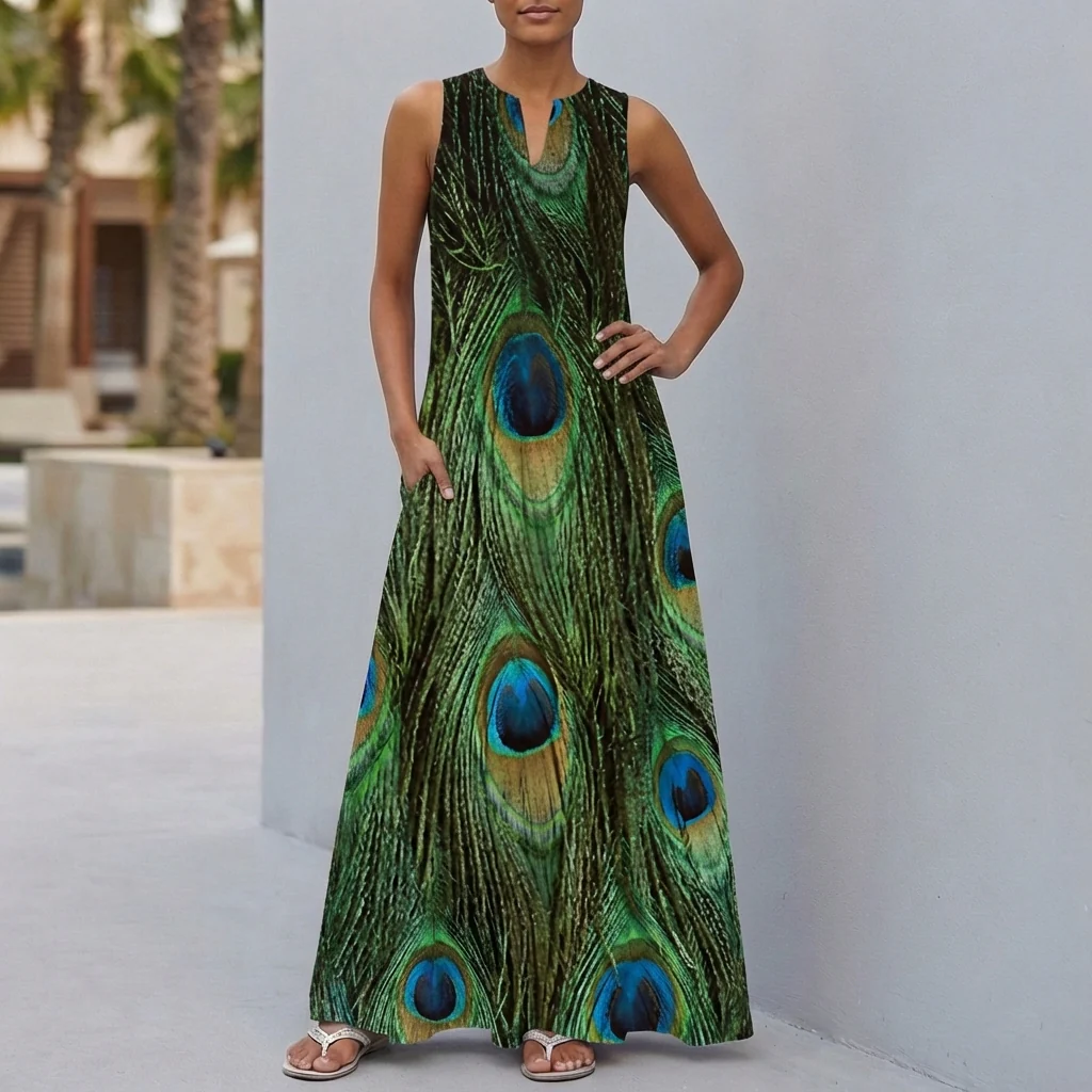 Isla Sleeveless Maxi Dress | Floral Print Pockets Dress - Image 3