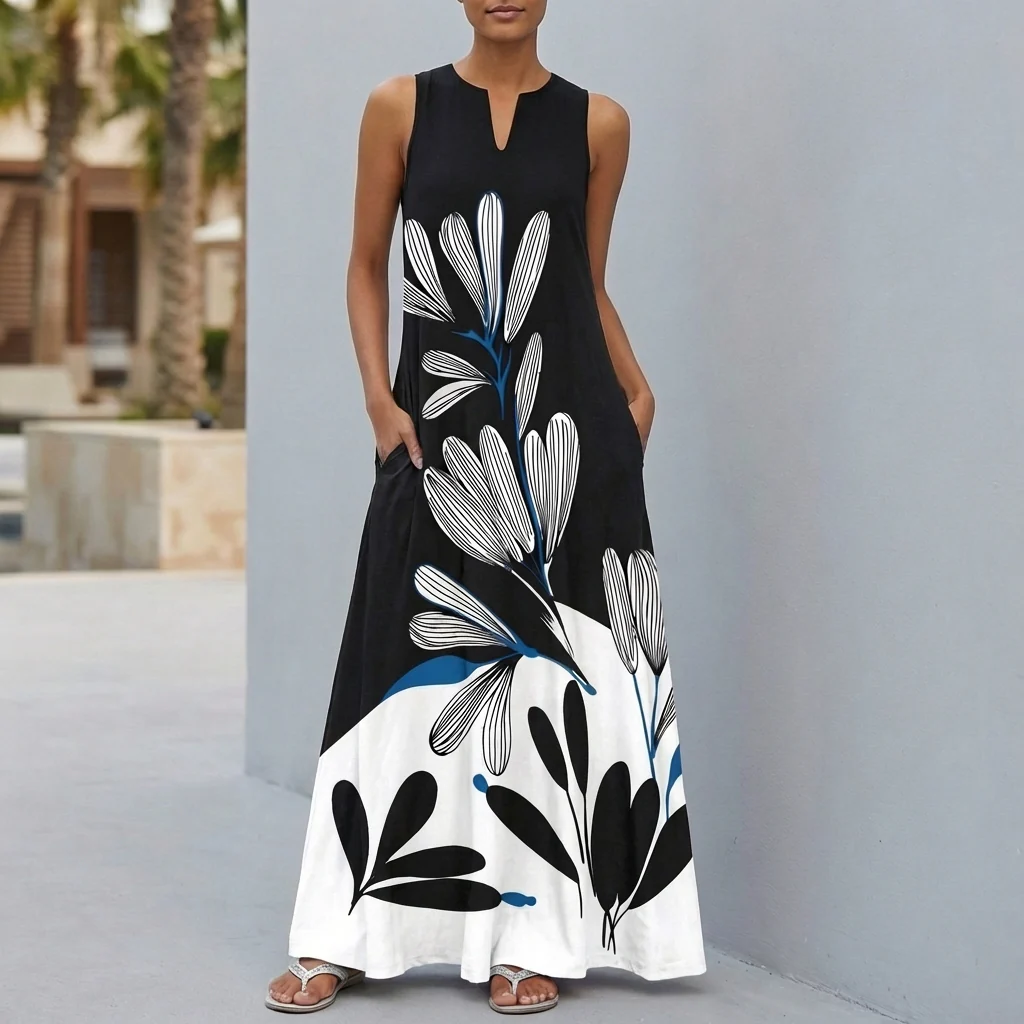 Isla Sleeveless Maxi Dress | Floral Print Pockets Dress - Image 5
