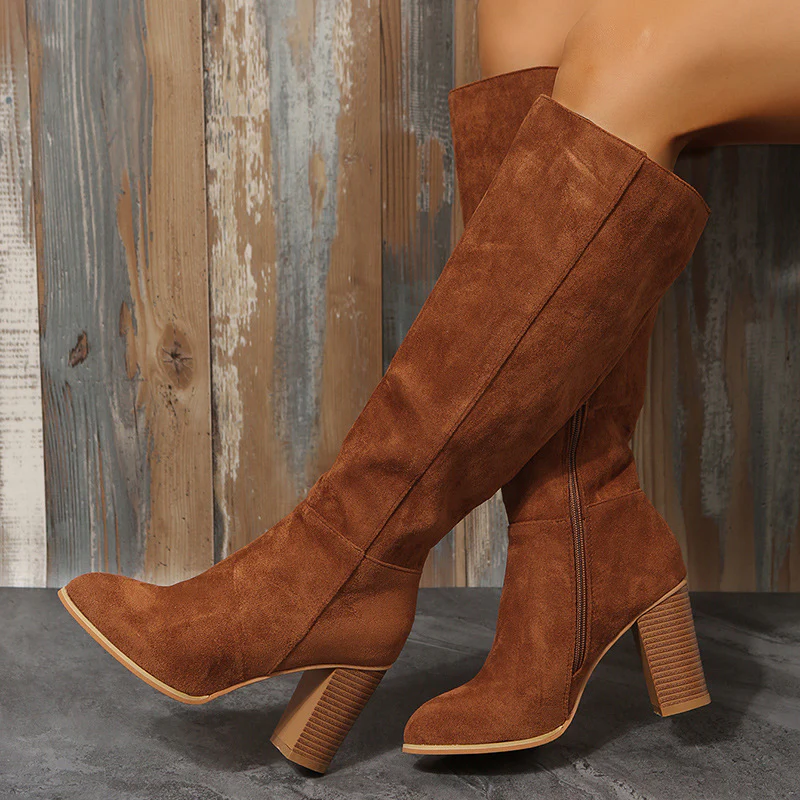 Isla Slim Fit Over-The-Knee Boots | Block Heel Tie-Back Boots - Image 2
