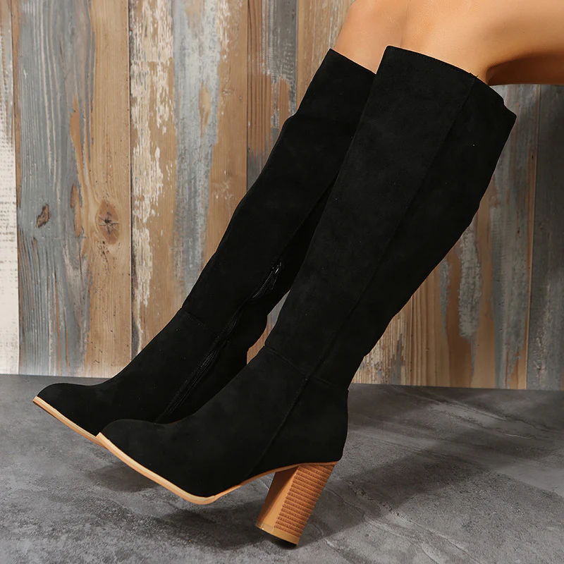 Isla Slim Fit Over-The-Knee Boots | Block Heel Tie-Back Boots - Image 3