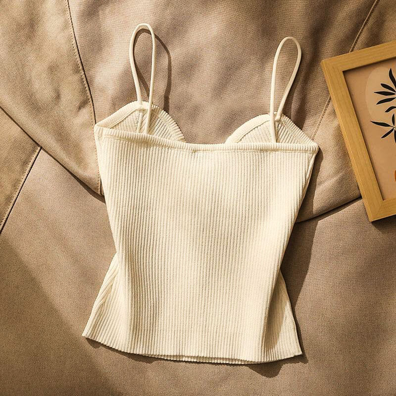 Isla Slim Fit Ribbed Cami Top | Button Front Spaghetti Straps Cami Top - Image 4