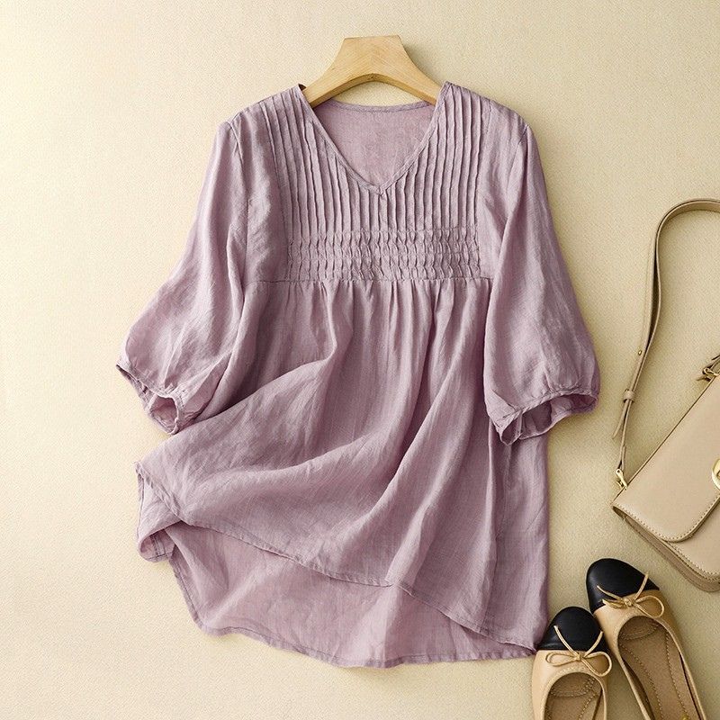 Isla Smocked Blouse | Flowy Fit V-Neck Blouse - Image 2