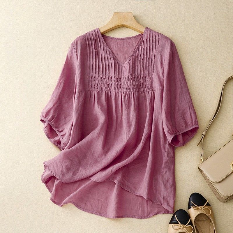 Isla Smocked Blouse | Flowy Fit V-Neck Blouse - Image 3