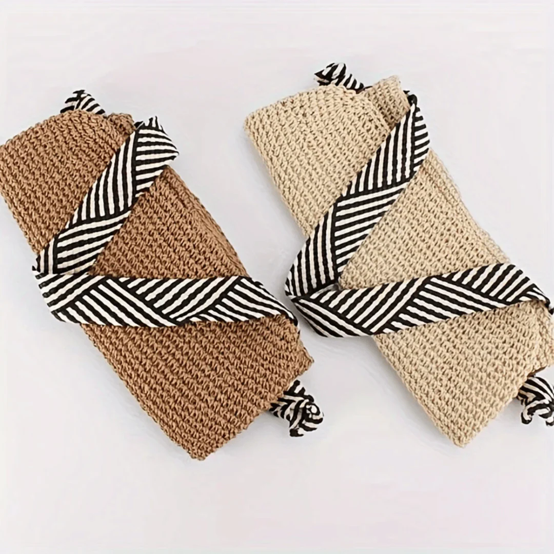 Isla Unstructured Tote Bag | Bow Detail Striped Handles Tote Bag - Image 4