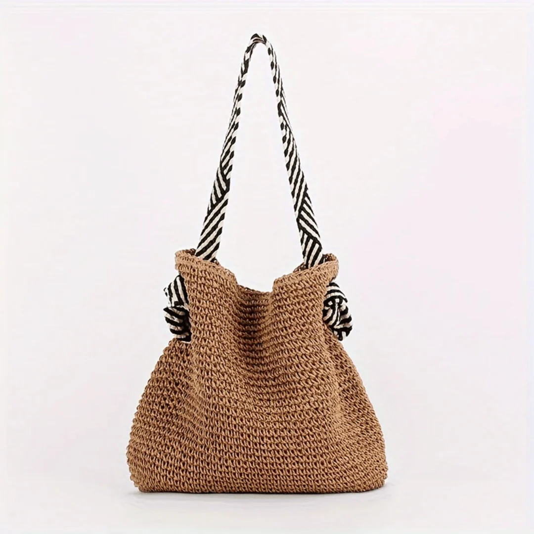 Isla Unstructured Tote Bag | Bow Detail Striped Handles Tote Bag - Image 5