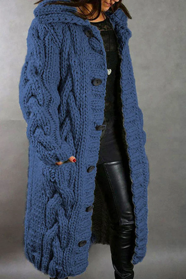 Isla Maxi Cardigan Coat | Hooded Button Front Pockets Cardigan Coat - Image 4