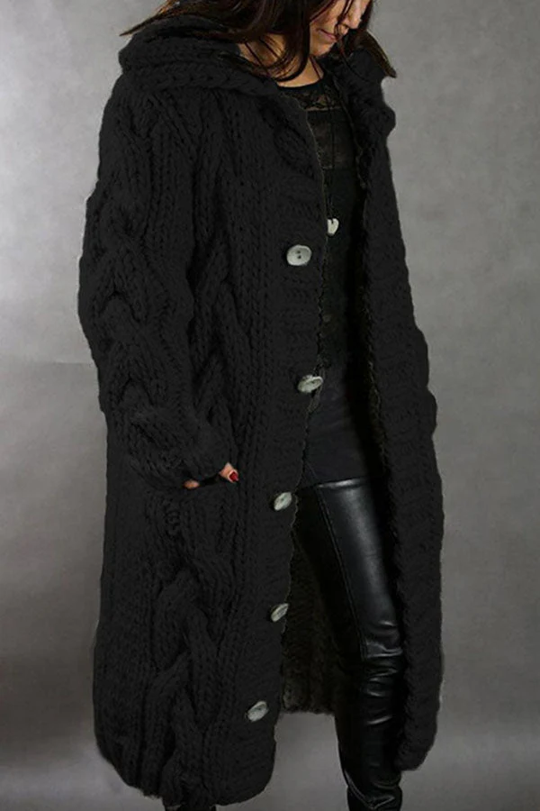 Isla Maxi Cardigan Coat | Hooded Button Front Pockets Cardigan Coat - Image 5