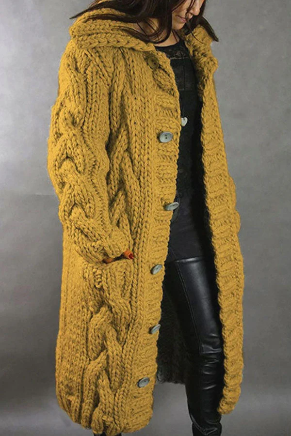 Isla Maxi Cardigan Coat | Hooded Button Front Pockets Cardigan Coat - Image 6